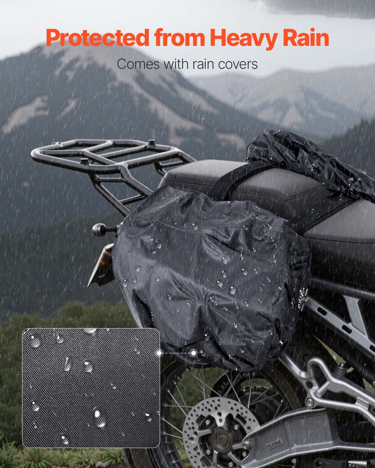 Universal Motorcycle Saddlebag | With Rain Cover And Straps