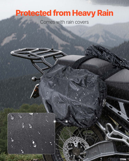 Universal Motorcycle Saddlebag | With Rain Cover And Straps