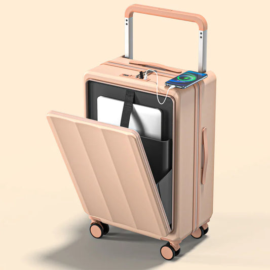 Travel Ease 20" Smart Luggage – Lightweight ABS+PC Carry-On with USB Charging Port