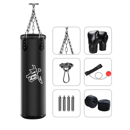 Xitumaoyi Punching Bag Set for Adults with Gloves Heavy Punching Bags Hanging Boxing Fitness Workout Training Kick - Unfilled