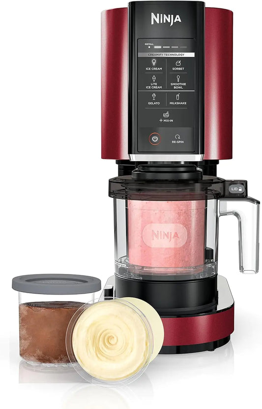 Ninja NC301 CREAMi Ice Cream & Smoothie Bowl Maker – 7 One-Touch Programs for Gelato, Milkshakes, Sorbet & More (Red)