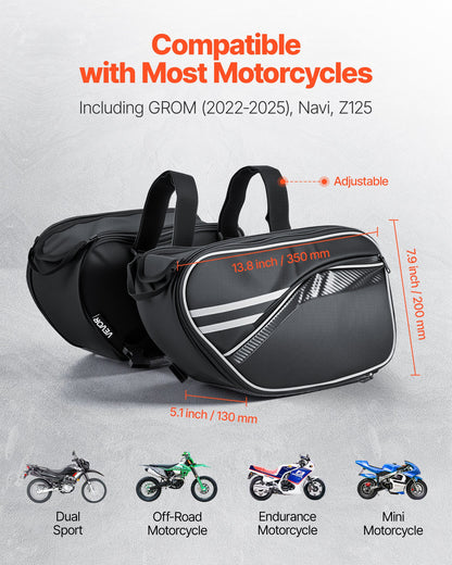 Universal Motorcycle Saddlebag | With Rain Cover And Straps