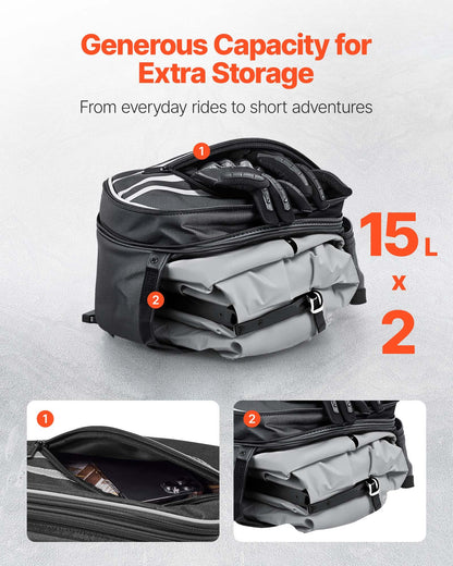 Universal Motorcycle Saddlebag | With Rain Cover And Straps