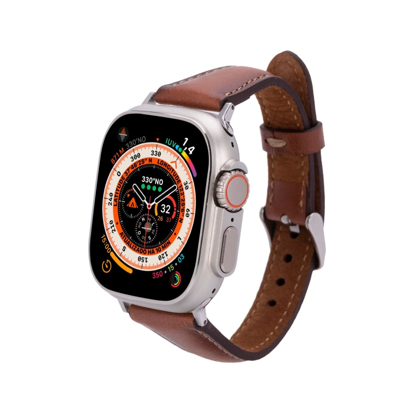 Evansville Slim Leather Band for Apple Watch – Compatible with Series 9, Ultra 2 & SE
