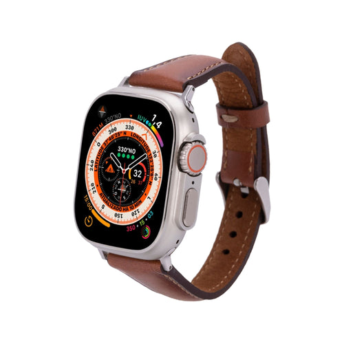 Evansville Slim Leather Band for Apple Watch – Compatible with Series 9, Ultra 2 & SE