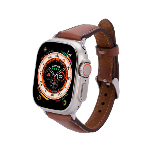 Evansville Slim Leather Band for Apple Watch – Compatible with Series 9, Ultra 2 & SE