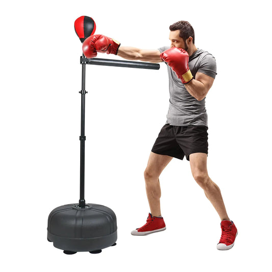 VEOCORE Boxing Bar Boxing Spinning Bar with Punching Bag Boxing Speed Trainer Boxing Training Traget Reflex Speed Bag for Adult Teen - Black & Red